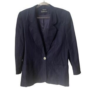 Giorgio Sant'Angelo Navy Linen Blend Blazer Single Button Women's Size‎ M